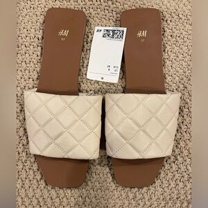 H & M Cream Slide Sandals Size 6